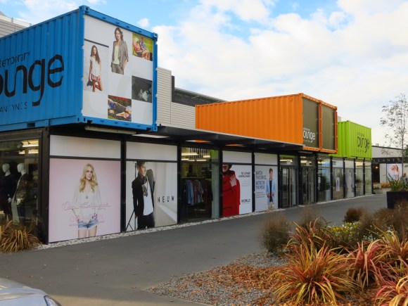Shipping container shopping district in Christchurch